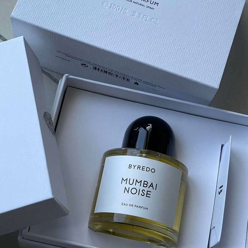 Byredo Mumbai Noise perfume bottle in an open box