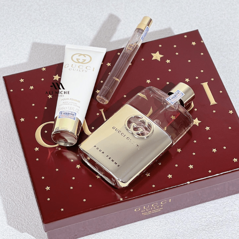 Gucci Guilty Pour Femme Gift Set EDP 90ml + EDP 10ml + Body Lotion 50ml - Al Himyan Perfumes | عطور هميان | Oud & Luxury Fragrances - Gucci