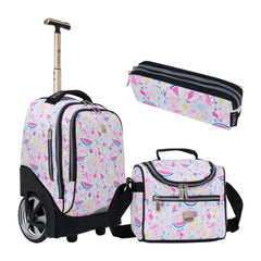 Wires Bright Tropical Big Wheel School Bag Trolley Set of 3 (Lunch Bag & Pencil Case)