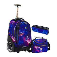Wires Galaxy Planet Big Wheel School Bags Trolly Set of 3pcs