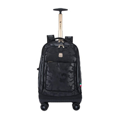 Wires Black Camouflage 4-Wheels School Backpack Trolley Set (Lunch bag & Pencil Case)