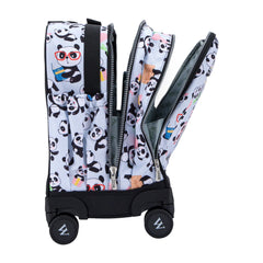 Wires Mist Panda 8 Wheels School Bag Trolley Set of 4(Lunch Bag & Pencil Case)+Lunch Box