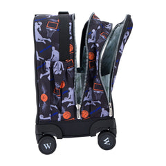 Wires Basketball 8 Wheels School Bag Trolley Set of 4(Lunch Bag & Pencil Case)+Lunch Box