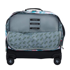 Wires Tropical Leaves 8 Wheels School Bag Trolley Set of 4(Lunch Bag & Pencil Case)+Lunch Box