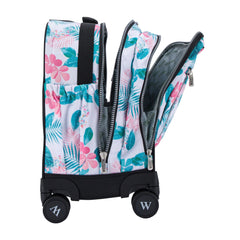 Wires Tropical Leaves 8 Wheels School Bag Trolley Set of 4(Lunch Bag & Pencil Case)+Lunch Box