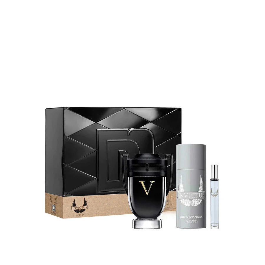 PACO RABANNE INVICTUS VICTORY EXTREME UNISEX EDP 100ML 3 PCS GIFT SET