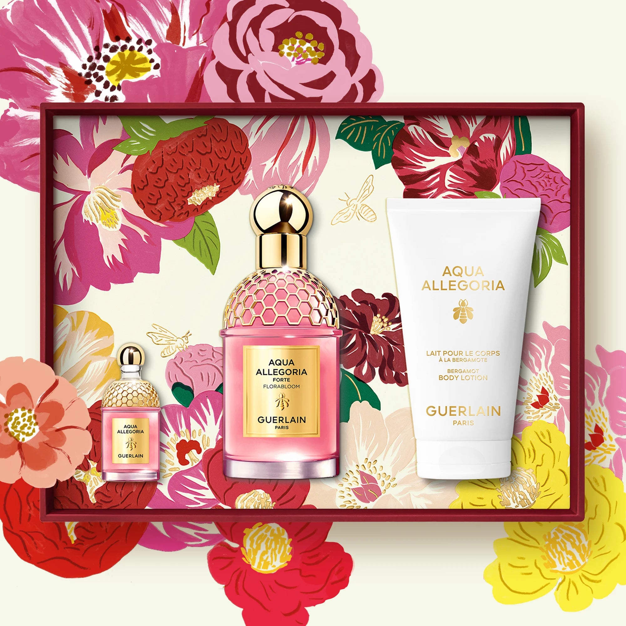 GUERLAIN AQUA ALLEGORIA FLORABLOOM FORTE UNISEX GIFT SET EDP 75ML+75ML+7.5ML