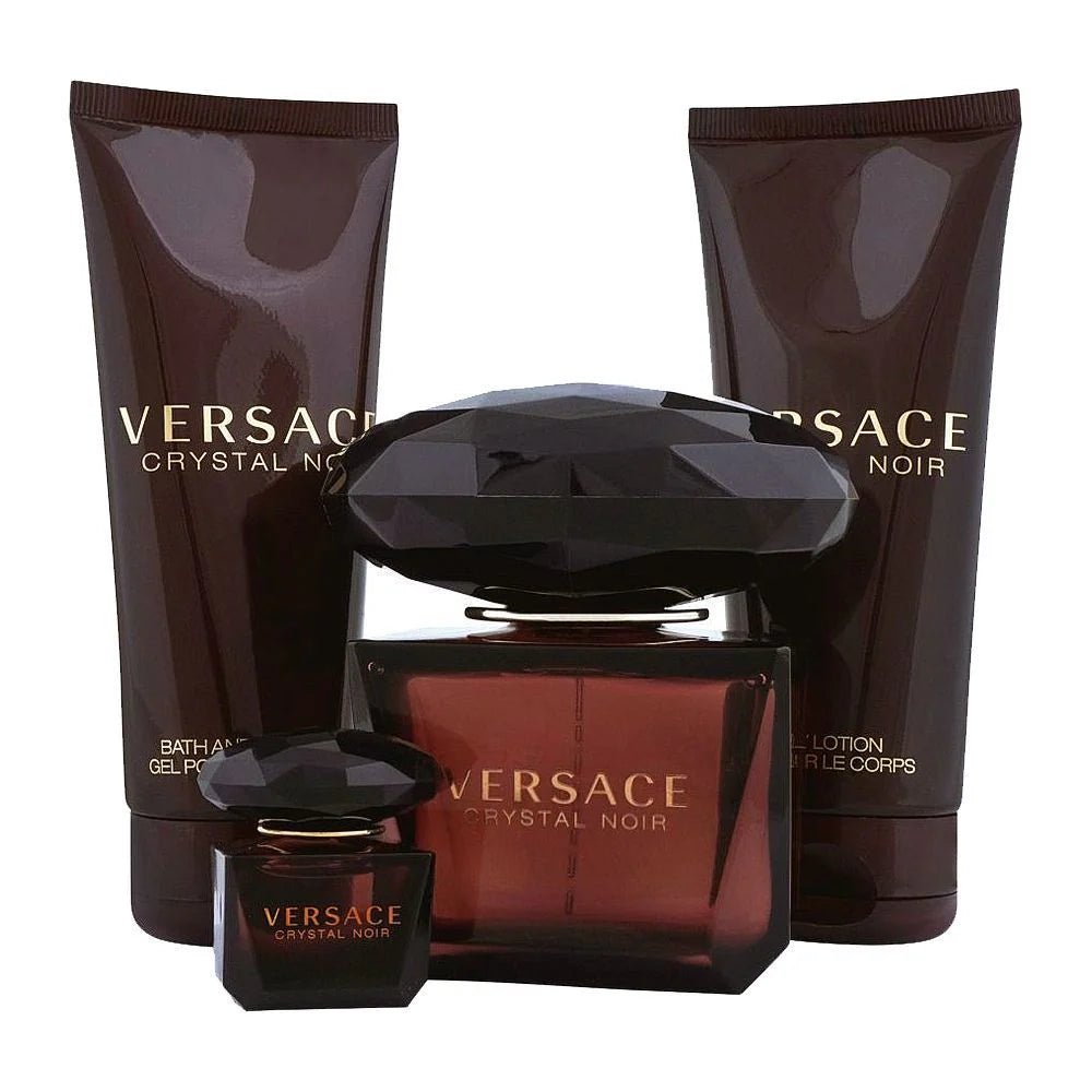 Versace Crystal Noir Gift Set EDP 90ml + Body Lotion 100ml + Bath & Shower Gel 100ml + Makeup Case - Al Himyan Perfumes | عطور هميان | Oud & Luxury Fragrances - Versace