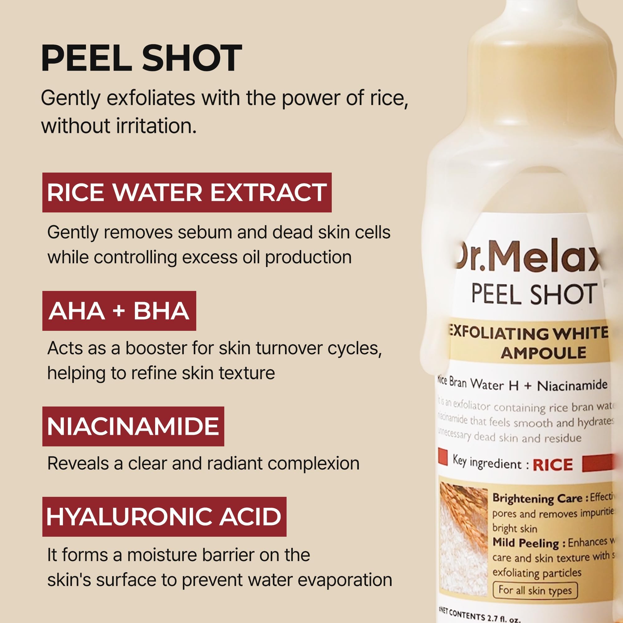 Dr. Melaxin Peel Shot Exfoliating White Rice Ampoule 80ml - Al Himyan Perfumes | عطور هميان | Oud & Luxury Fragrances - Dr. Melaxin