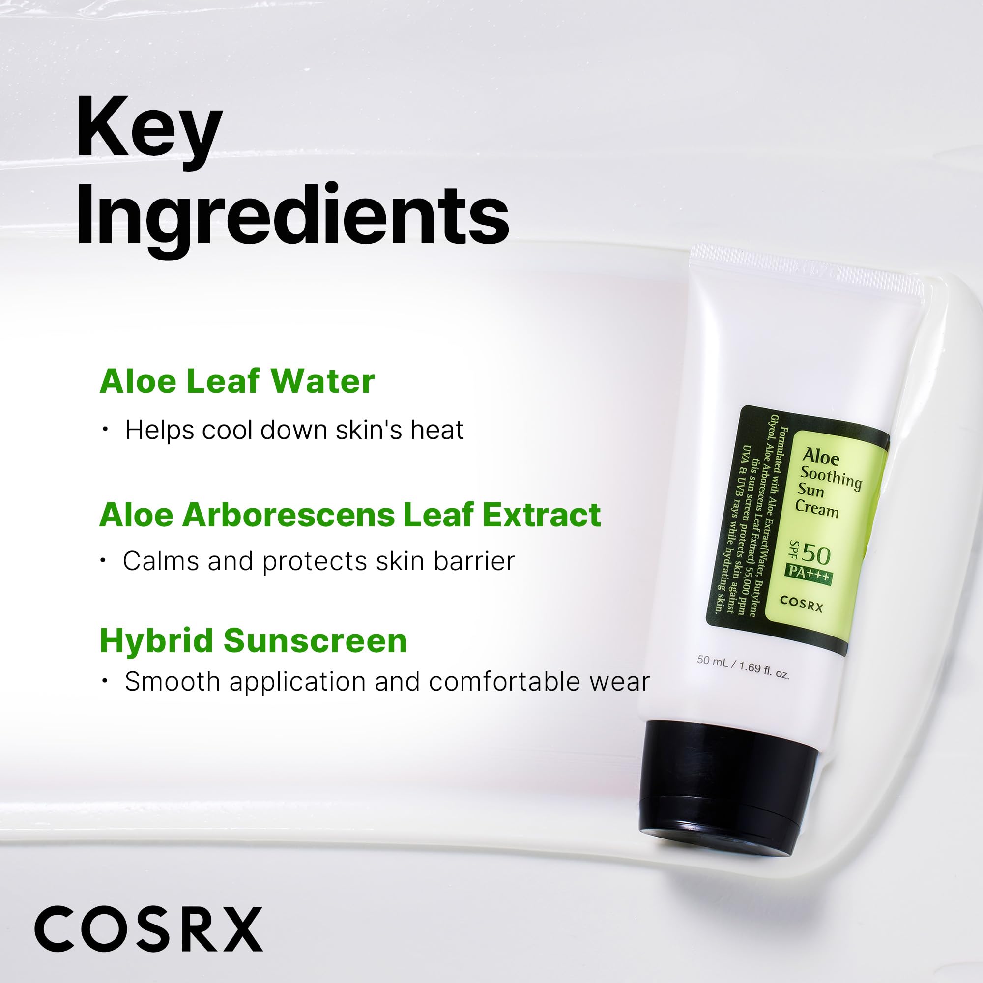 COSRX Aloe Soothing Sun Cream SPF50 PA+++ 50ml - Al Himyan Perfumes | عطور هميان | Oud & Luxury Fragrances - COSRX