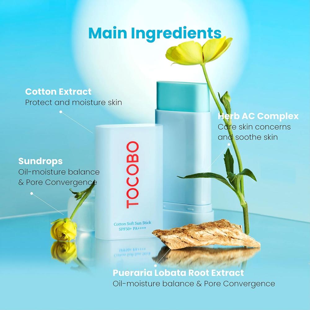TOCOBO COTTON SOFT SUNSCREEN STICK SPF50+ & PA++++ 19G - Al Himyan Perfumes | عطور هميان | Oud & Luxury Fragrances - TOCOBO