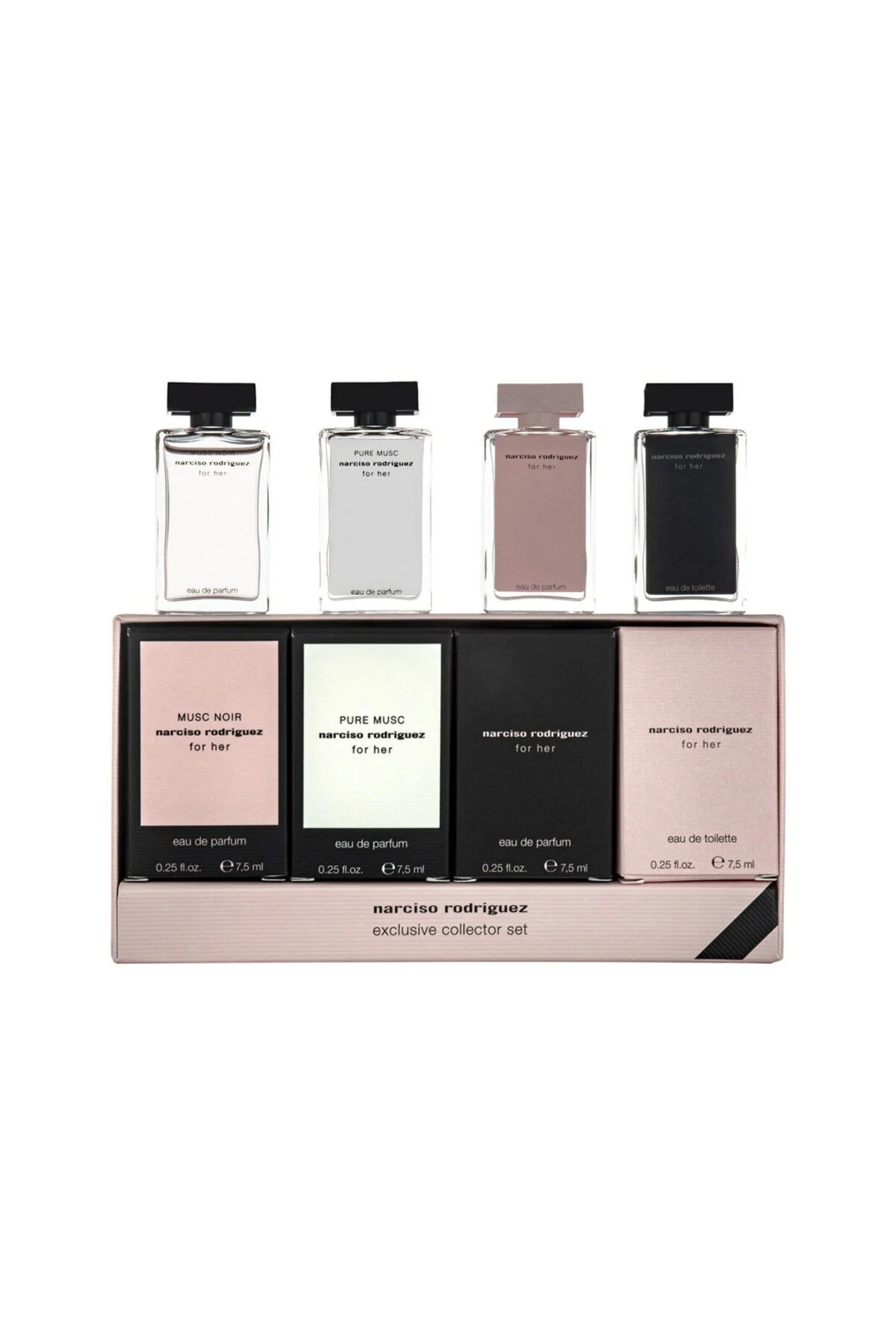 Narciso Rodriguez Mini Set 4 x 7.5ml (For Her EDT + EDP + Pure Musc + Musc Noir) - Al Himyan Perfumes | عطور هميان | Oud & Luxury Fragrances - Narciso Rodriguez الصورة الرئيسية