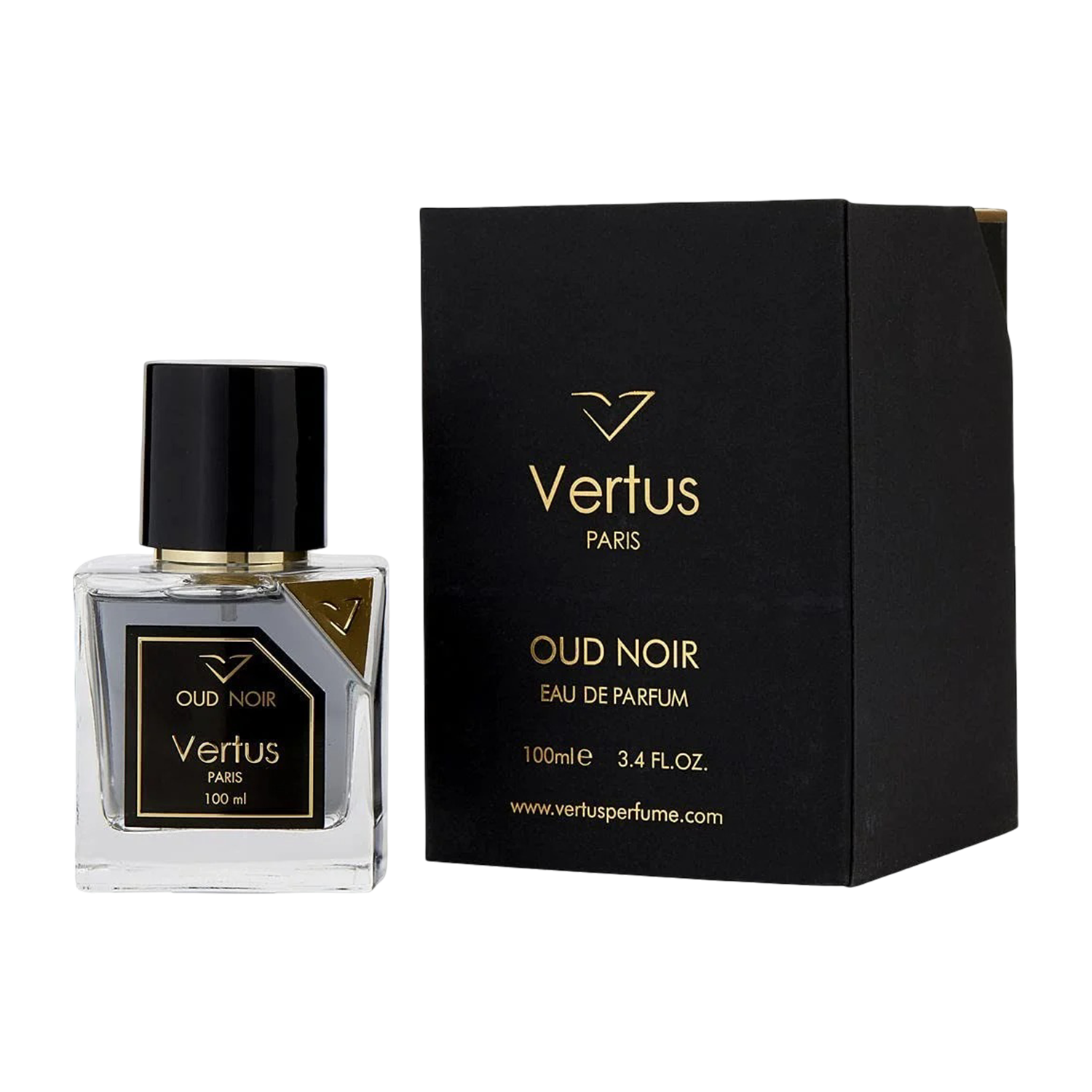 Vertus Oud Noir Eau de Parfum for unisex - front view on a white background