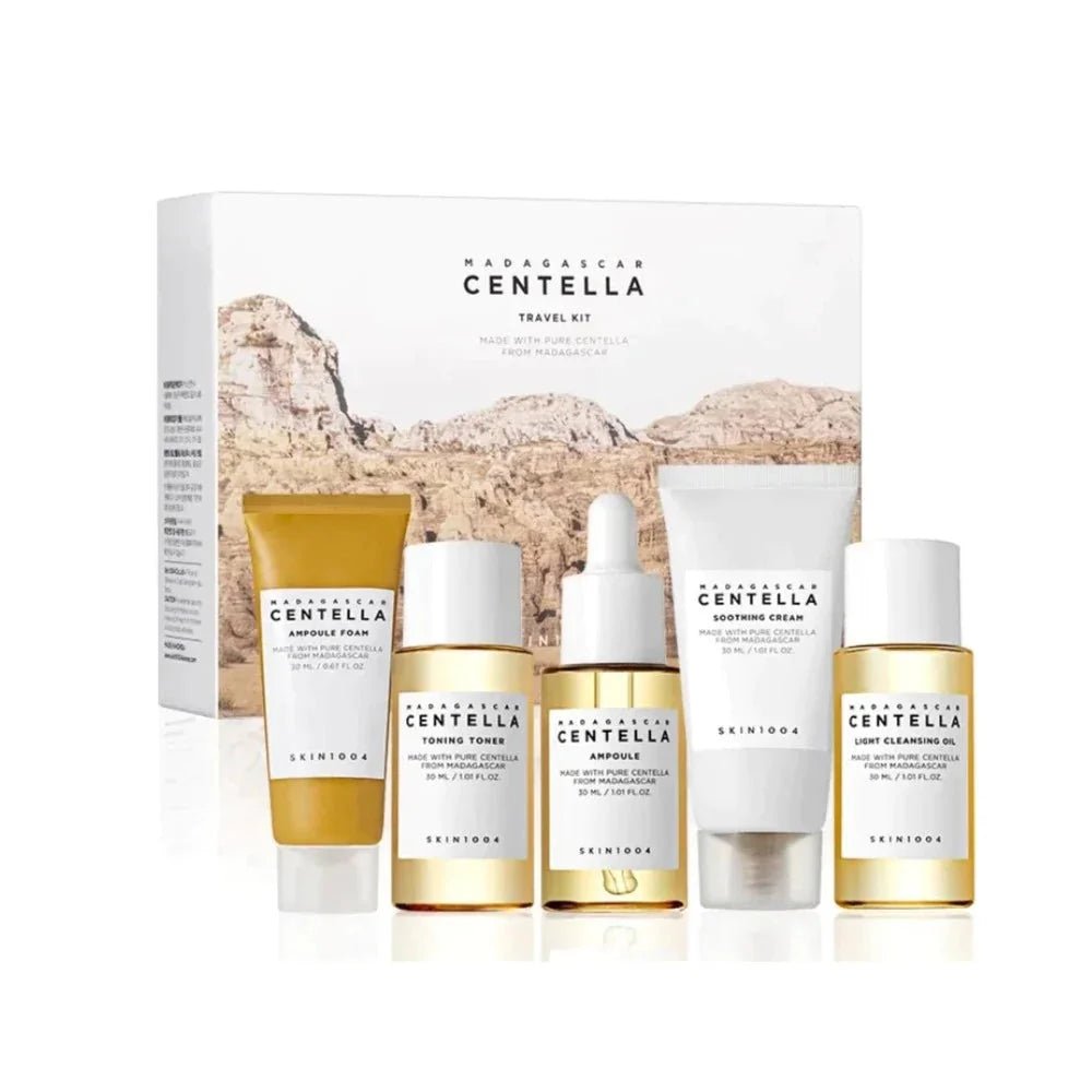 SKIN1004 Madagascar Centella Even Tone Kit, Foam 20ml+ Toner 30ml+ Ampoule 30ml+Cream 30ml+ Cleansing Oil 30ml - Al Himyan Perfumes | عطور هميان | Oud & Luxury Fragrances - SKIN1004