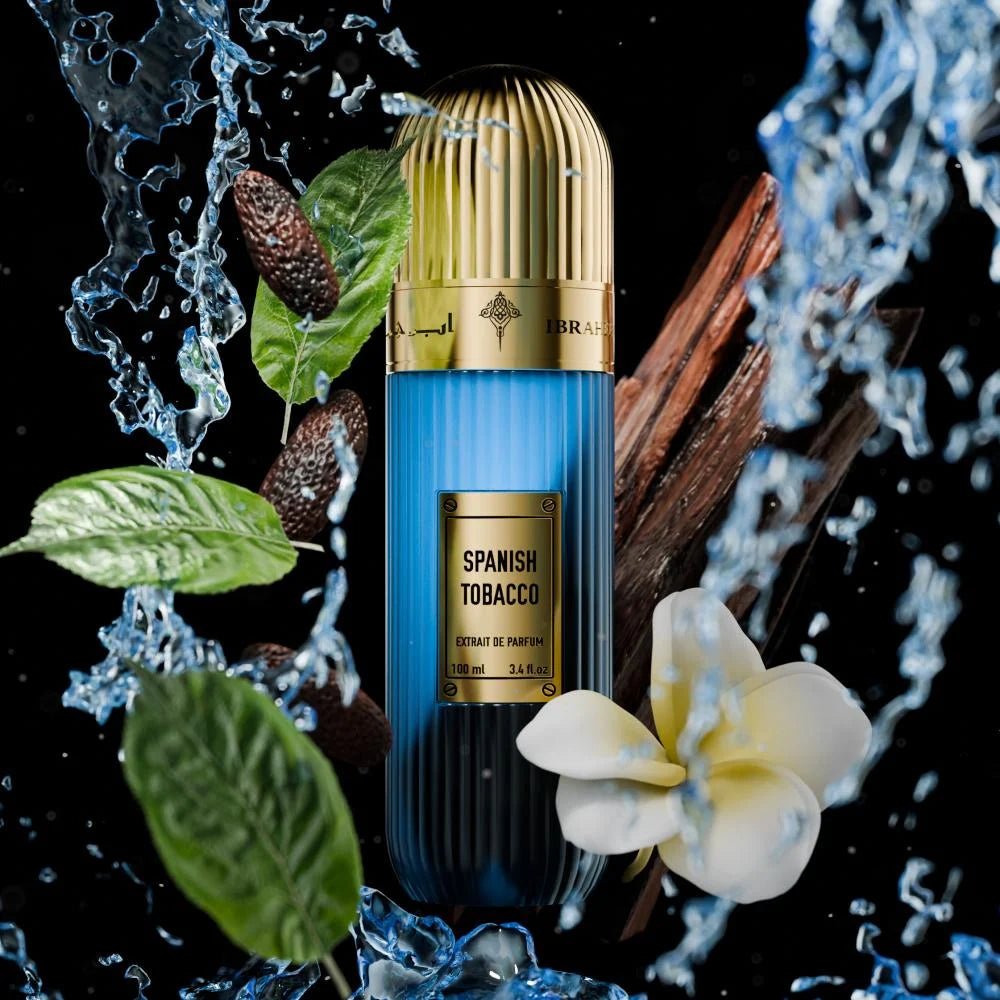 IBRAHEEM ALQURASHI SPANISH TOBACCO UNISEX EXTRAIT DE PARFUM 100ML - Al Himyan Perfumes | عطور هميان | Oud & Luxury Fragrances - IBRAHEEM ALQURASHI