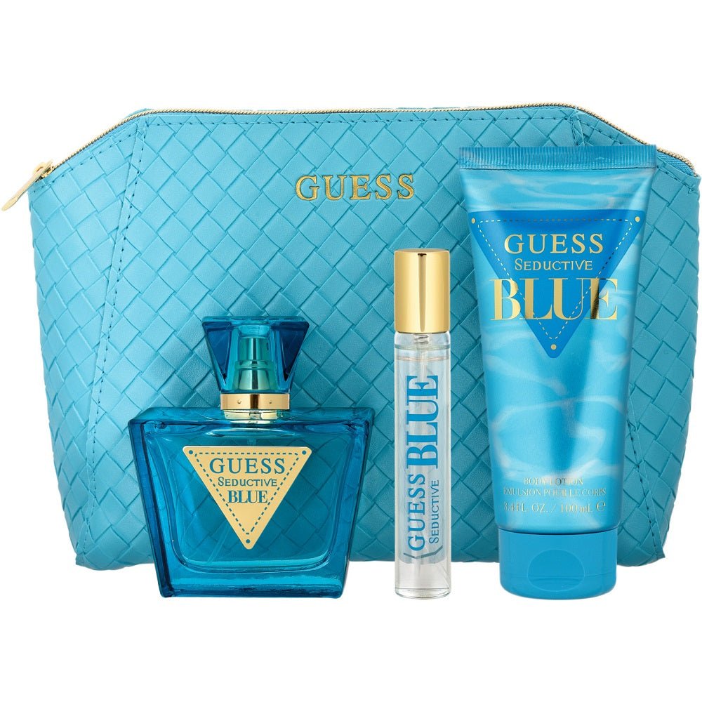 GUESS SEDUCTIVE BLUE SET FOR WOMEN 75ml EDT + 15ml travel + 100ml body lotion - Al Himyan Perfumes | عطور هميان | Oud & Luxury Fragrances - Guess