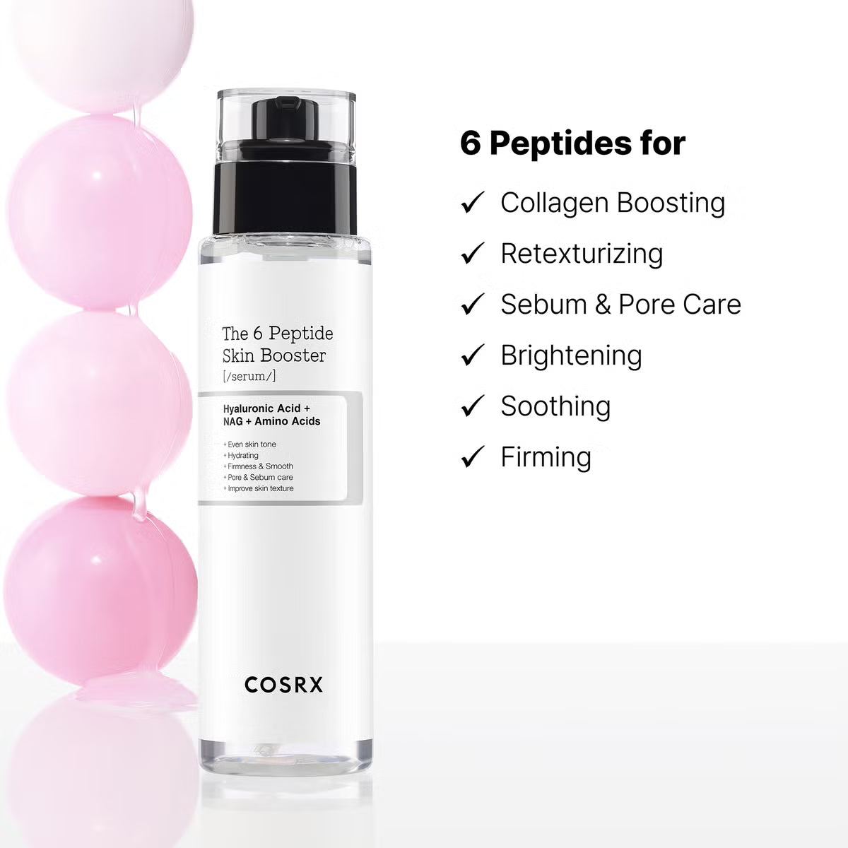 Cosrx The 6 Peptide Skin Booster Face Serum With Hyaluronic Acid + NAG + Amino Acids 150ml