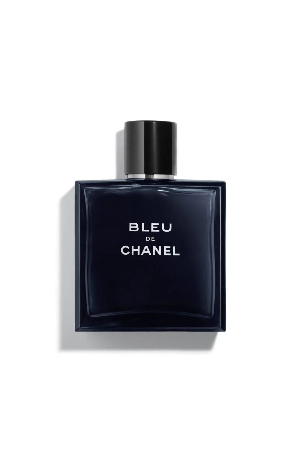 Bleu de Chanel perfume bottle on a white background