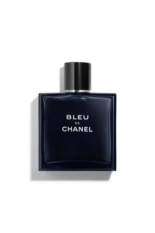 Bleu de Chanel perfume bottle on a white background