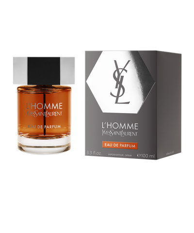 Yves Saint Laurent L'Homme Eau de Parfum bottle and packaging on a white background