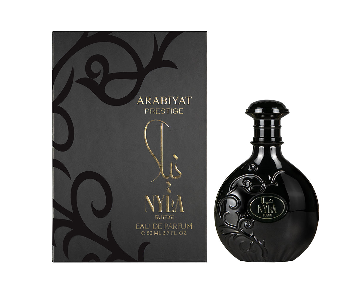 Arabiyat Prestige Nyla Suede Unisex EDP 80ml bottle and box