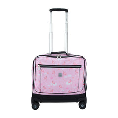 Wires Pink Flamingo 8 Wheels School Bag Trolley Set of 4(Lunch Bag & Pencil Case)+Lunch Box
