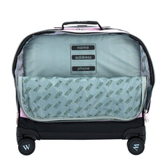 Wires Pink Flamingo 8 Wheels School Bag Trolley Set of 4(Lunch Bag & Pencil Case)+Lunch Box