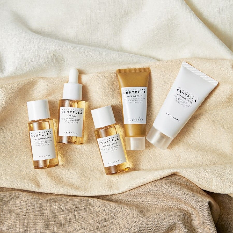 SKIN1004 Madagascar Centella Even Tone Kit, Foam 20ml+ Toner 30ml+ Ampoule 30ml+Cream 30ml+ Cleansing Oil 30ml - Al Himyan Perfumes | عطور هميان | Oud & Luxury Fragrances - SKIN1004