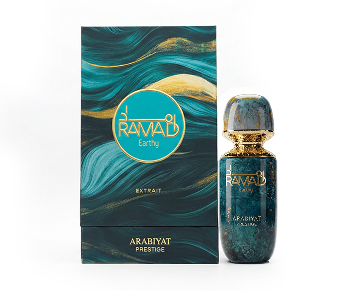 Arabiyat Prestige Ramad Earthy Unisex Parfum 100ml bottle and box
