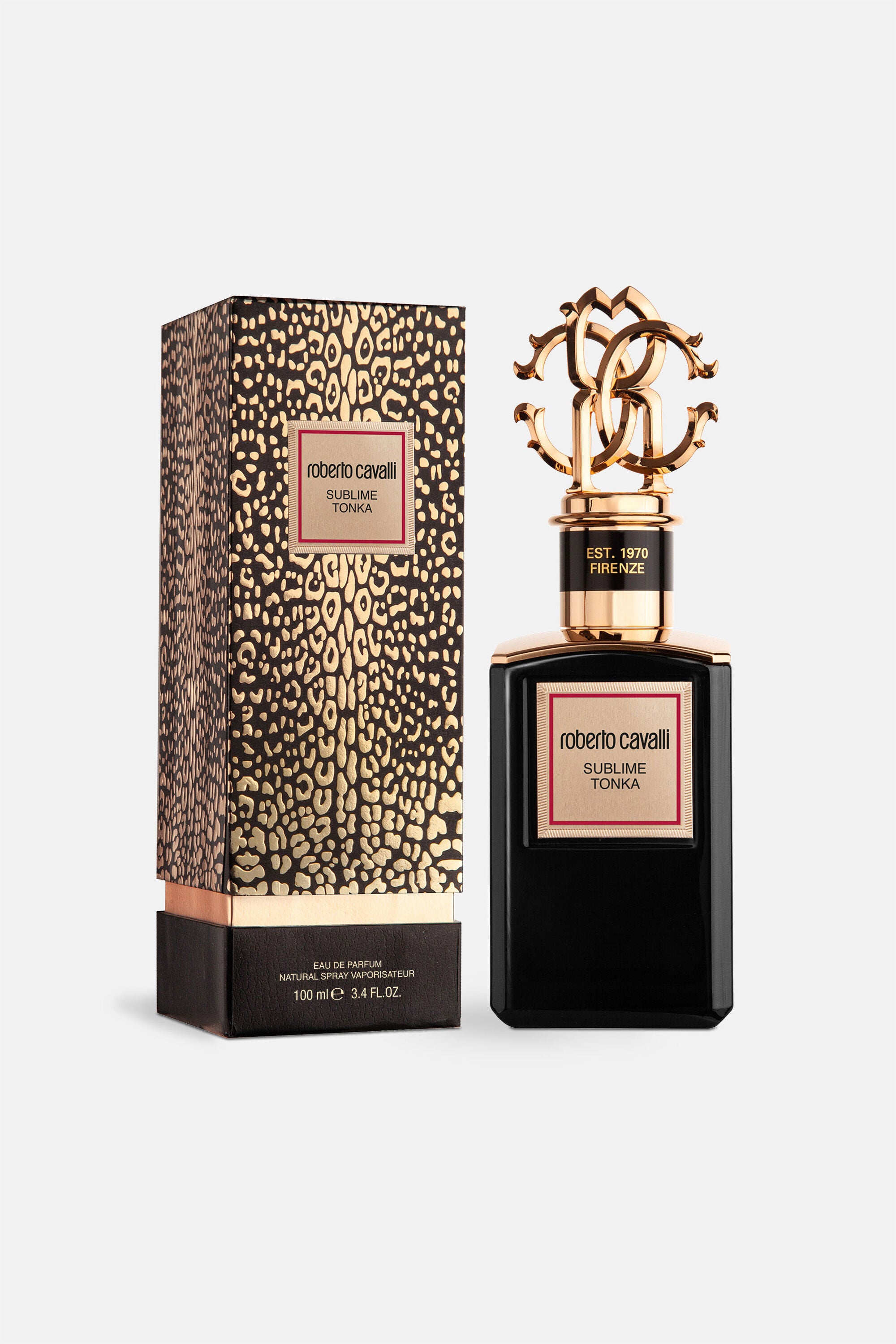 Roberto Cavalli Gold Collection Sublime Tonka EDP 100ml bottle with leopard print box