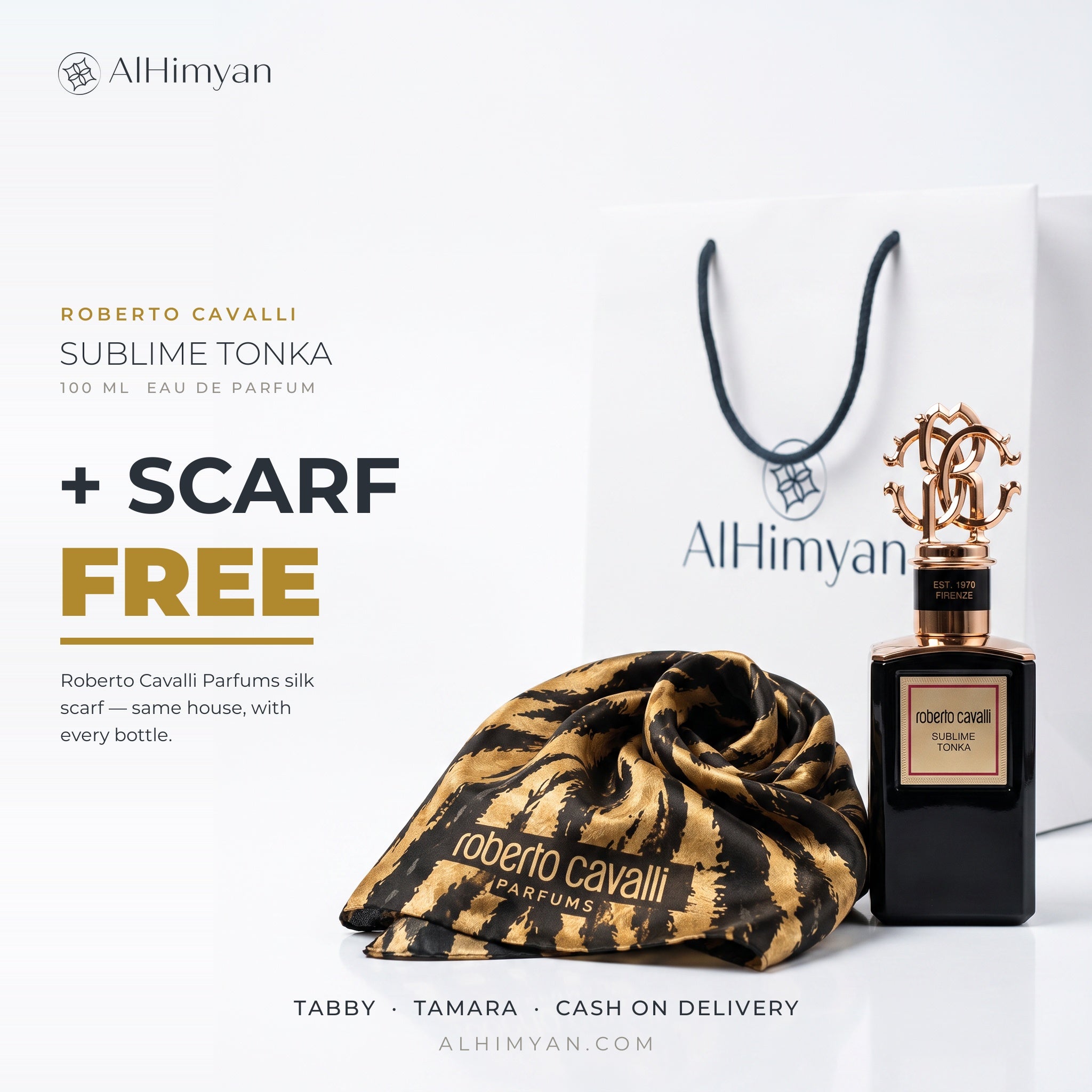 Roberto Cavalli Sublime Tonka EDP 100ml with free Roberto Cavalli Parfums silk scarf - AlHimyan Main image