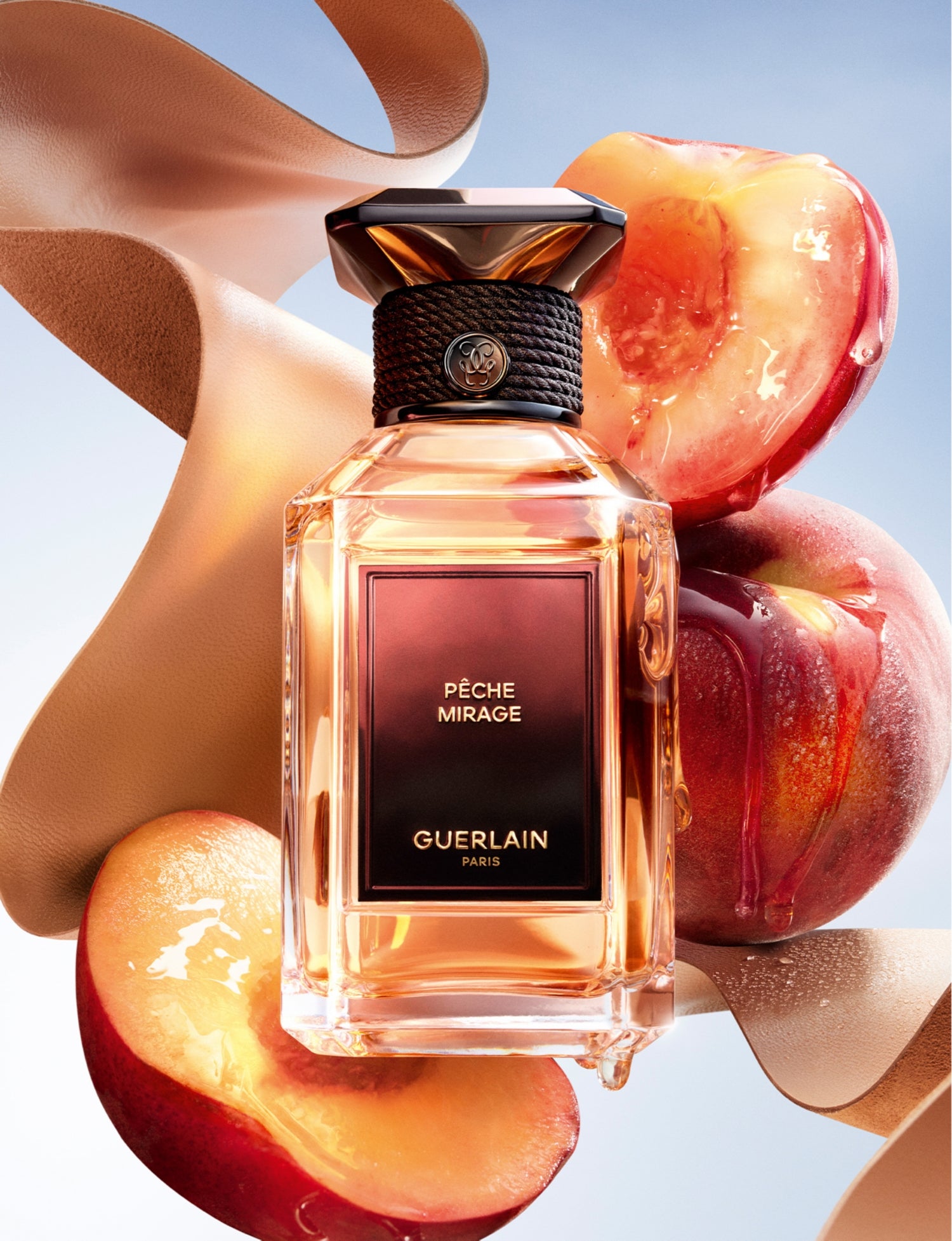 Guerlain Peche Mirage campaign - leathery peach