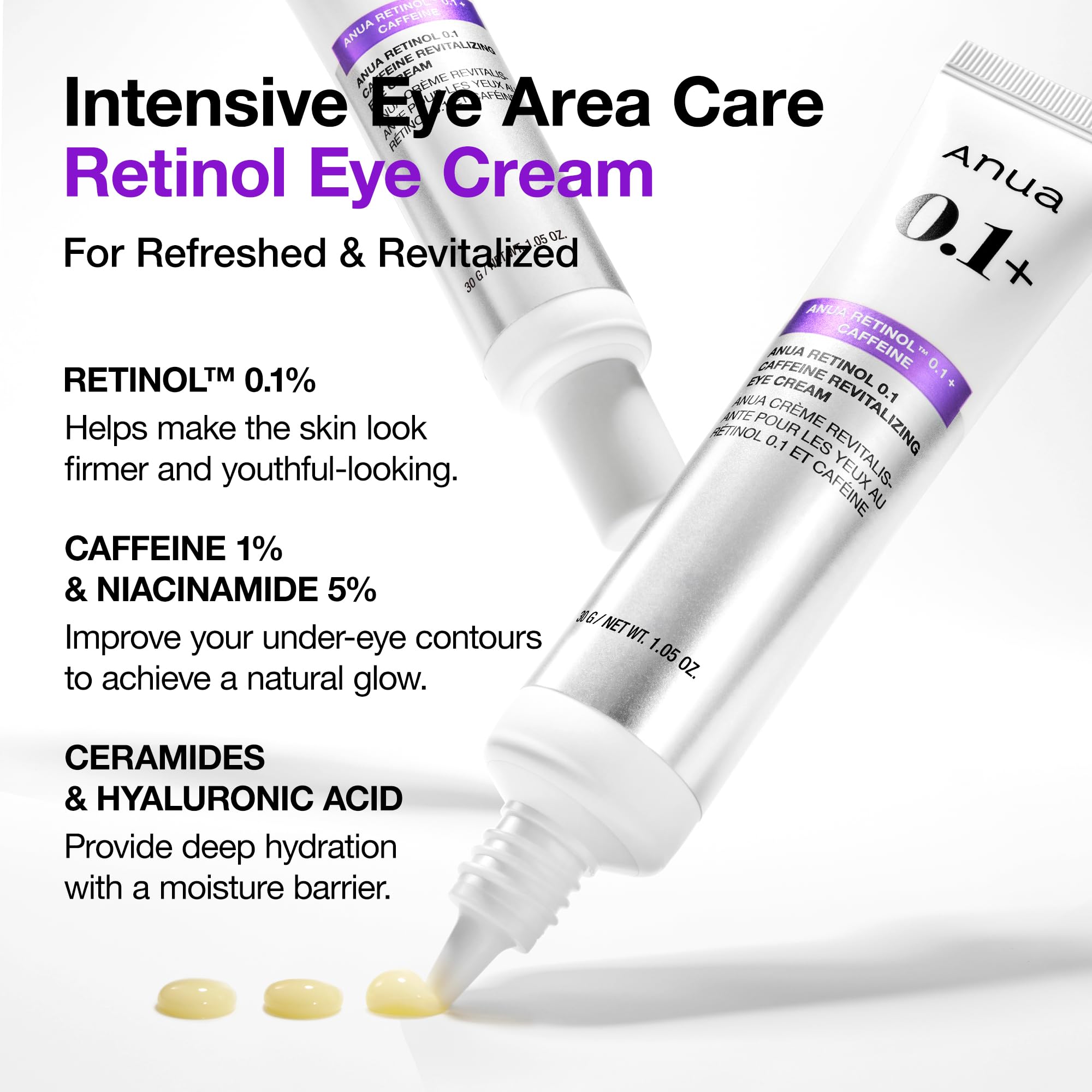 Anua Retinol 0.1 Caffeine Revitalizing Eye Cream 30g - Al Himyan Perfumes | عطور هميان | Oud & Luxury Fragrances - ANUA