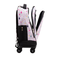 Wires 4 Wheel School Backpack Trolley Set of 3 Rainbow Rain