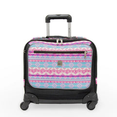 Wires 3 Pieces Set - 4 Wheels School Bag trolley with Lunch Bag + Pencil Case African Pink Design