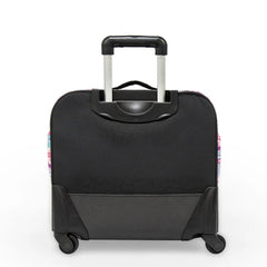 Wires 3 Pieces Set - 4 Wheels School Bag trolley with Lunch Bag + Pencil Case African Pink Design