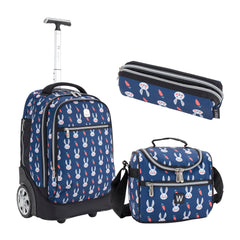 Wires Mini Wheel School Bags Trolly Set of 3pcs Bunny Blue